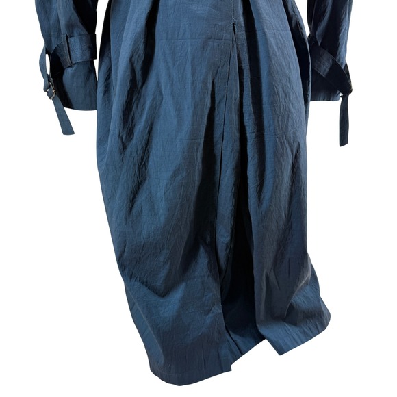 London Fog Blue Trench Coat Women's 8 Petite Double Breasted Belted - Picture 11 of 12